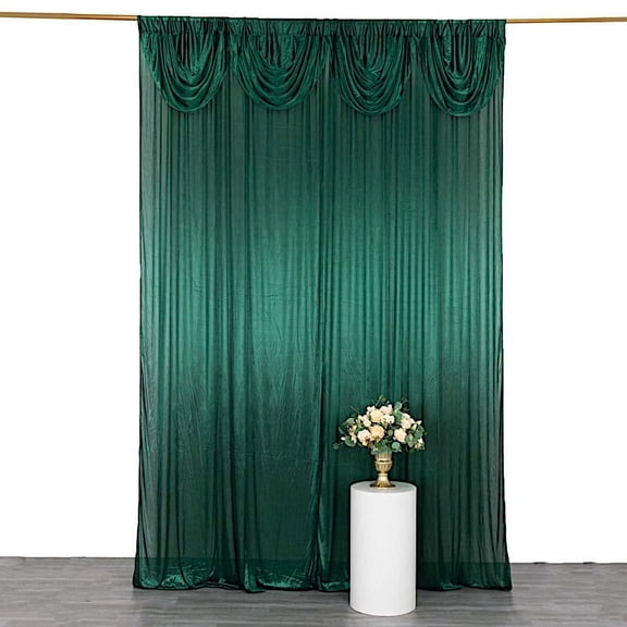 BalsaCircle 10x10 Hunter Green feet Double Drape Satin Curtain Wedding Photography Backdrop Panel Party Events Decorations Supplies