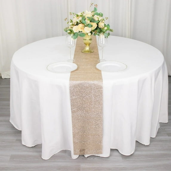 Balsa Circle 10x108 in Champagne Faux Diamond Rhinestones Plastic Table Runner Party Events Home Decorations Supplies
