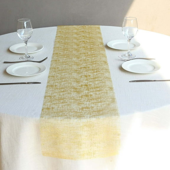 BalsaCircle 11x108 in Gold Metallic Glitter Mesh Polyester Table Runner Party Decorations Wedding Events Supplies
