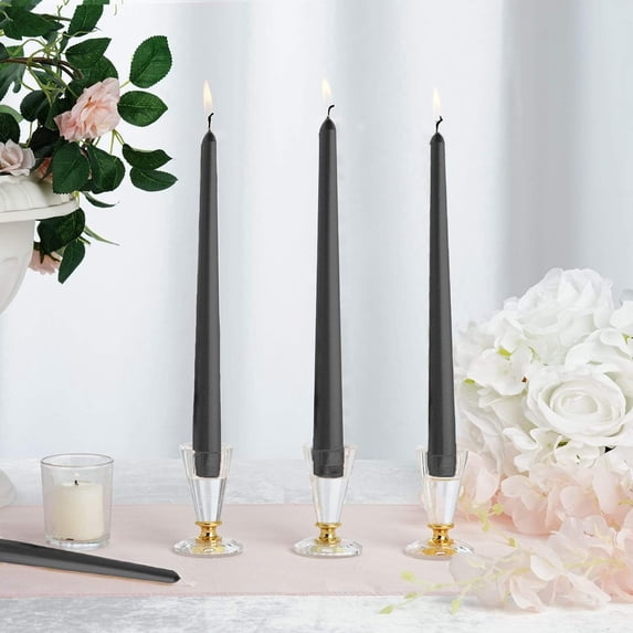 BalsaCircle 12 Black 10" Premium Taper Candles Centerpiece Home Decorations