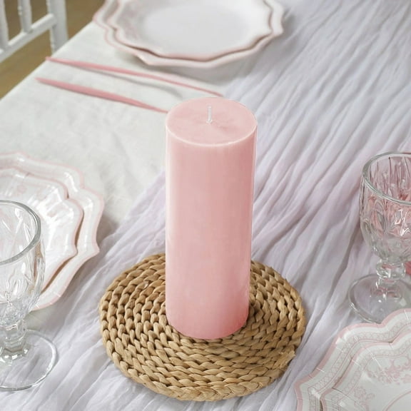 BalsaCircle 12 Blush 3x8 in Round Dripless Unscented Pillar Candles Wedding Reception Party Centerpieces Event Decorations Supplies