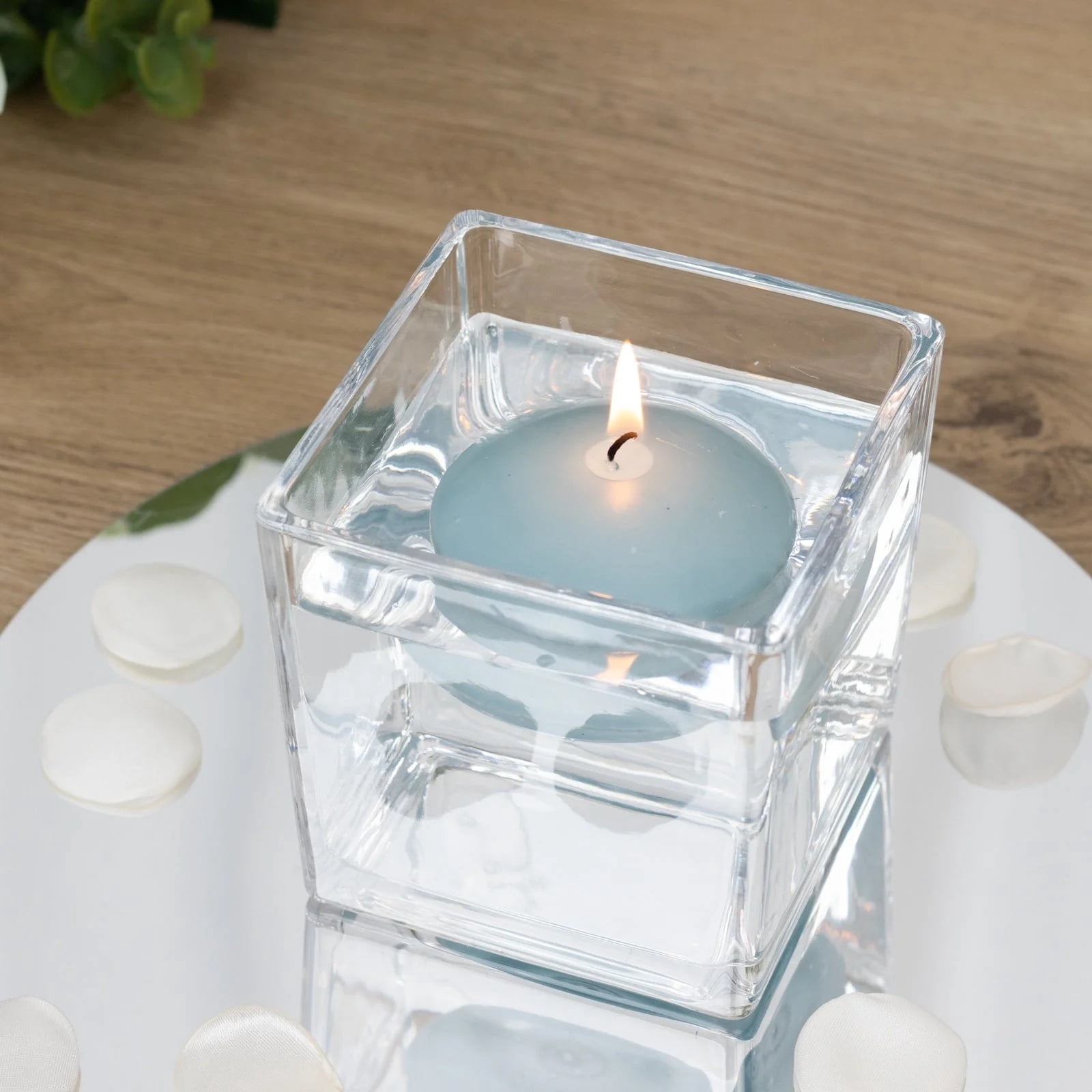 Balsa Circle 12 Dusty Blue 3 in Round Unscented Floating Candles Dripless Wax Discs Party Wedding Table Centerpieces Event Decorations Supplies