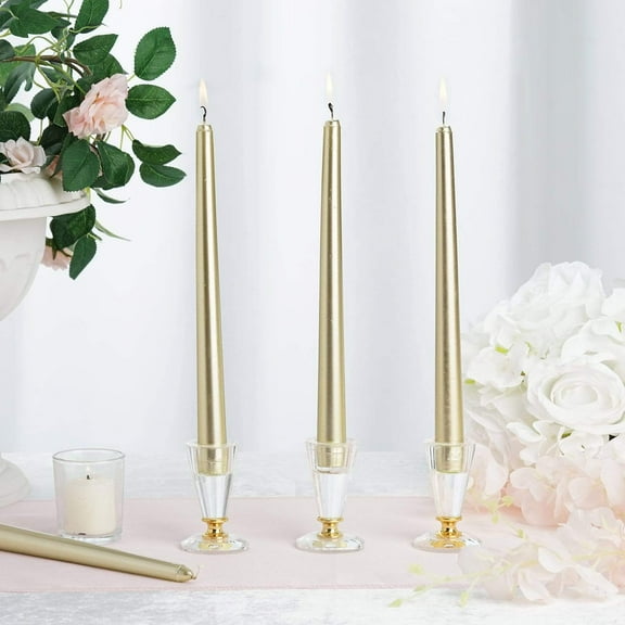 BalsaCircle 12 Gold 10" Premium Taper Candles Centerpiece Home Decorations
