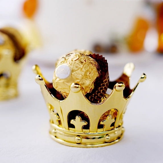 BalsaCircle 12 Gold 3" Mini Crowns Favor Holders