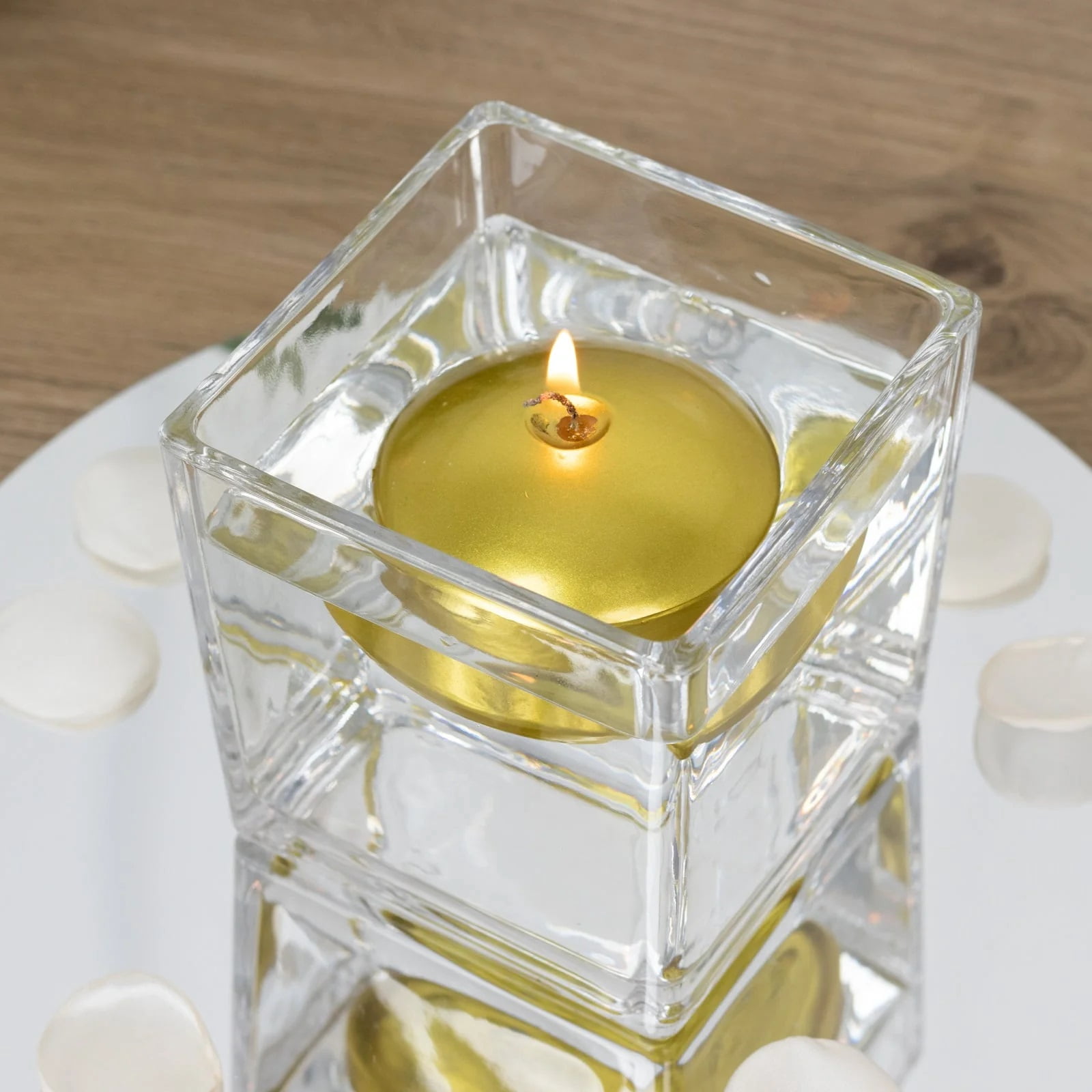 Balsa Circle 12 Gold 3 in Round Unscented Floating Candles Dripless Wax Discs Party Wedding Table Centerpieces Event Decorations Supplies