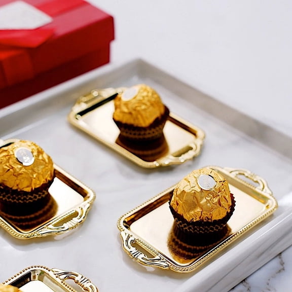 BalsaCircle 12 Gold 4" Metallic Mini Rectangle Trays Favor Holders