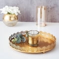 thumbnail image 1 of BalsaCircle 12" Gold Acrylic Wooden Textured Round Serving Tray Embossed Rim, 1 of 8