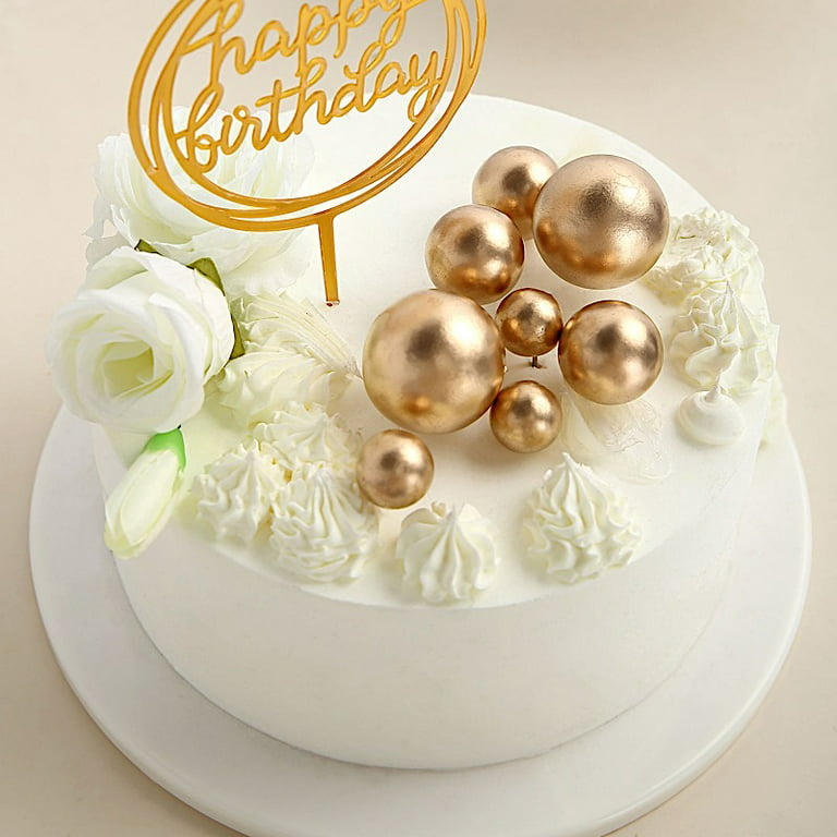 BalsaCircle 12 Gold Cake Topper Picks Faux Pearl Balls Cupcake Decorations  Wedding Party Events