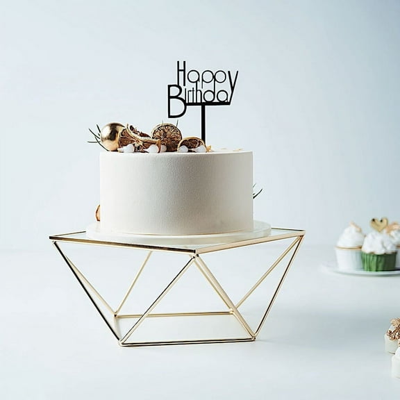 BalsaCircle 12" Gold Clear Metal Glass Geometric Cake Stand Party Wedding Centerpieces Dessert Table