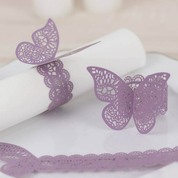Balsa Circle 12 Laser Lavender Cut Butterfly Napkin Rings Dinner Party Wedding Decorations Events Reception Supplies