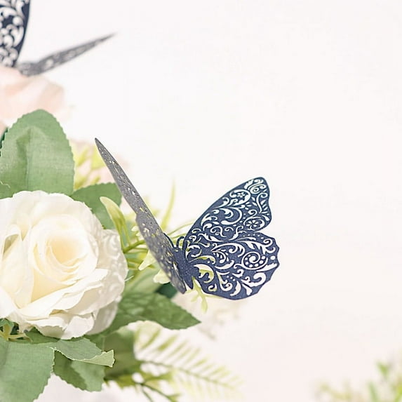 Balsa Circle 12 Navy Blue 4.6" 3D Butterfly Wall Decals DIY Crafts Removable Stickers