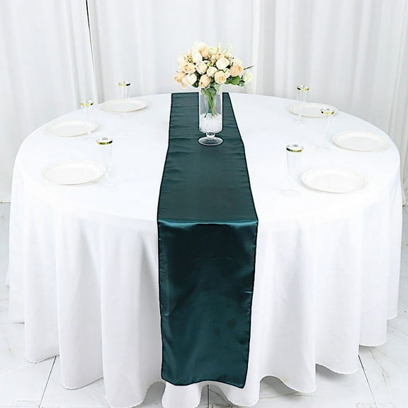 BalsaCircle 12 Pieces 12" x 108" Peacock Teal Satin Table Runners Table Top Party Linens