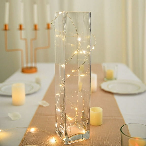 BalsaCircle 12 Pieces 14" Clear Glass Square Block Vases Centerpieces Party Event