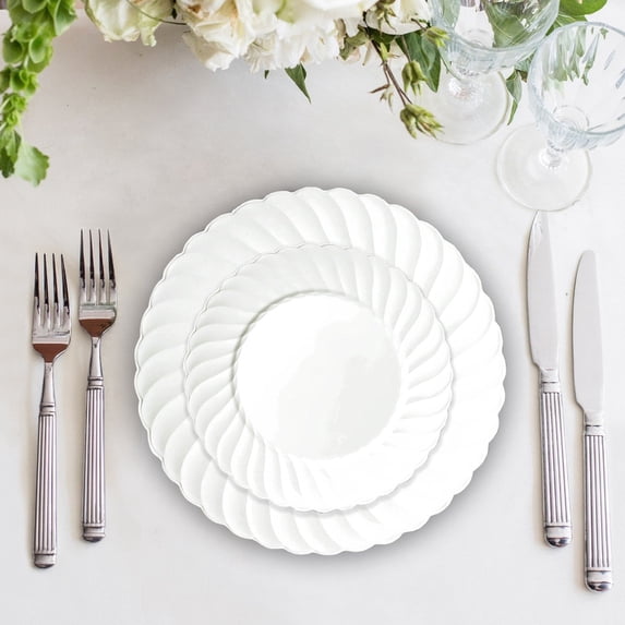 Balsa Circle 12 Pieces 6" White Plastic Round Plates Disposable Party Tableware