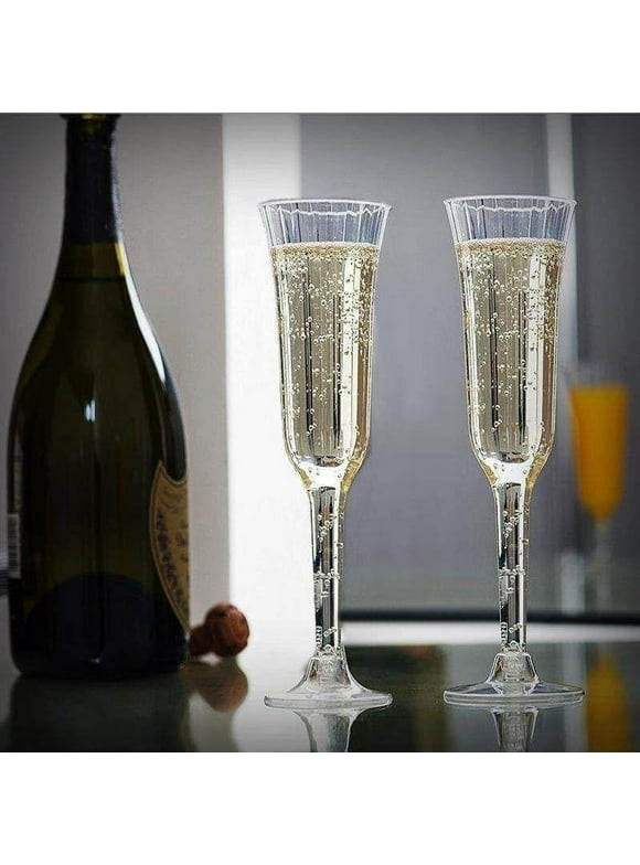 BalsaCircle 12 Pieces 6 oz Clear Plastic Champagne Flute Glasses Disposable Tableware