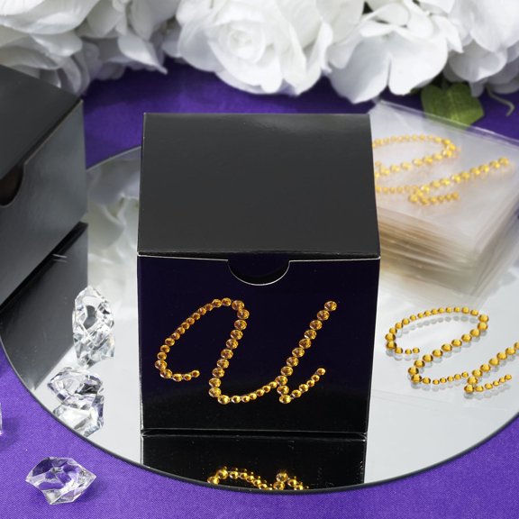 Balsa Circle 12 Pieces Gold Letter "U" Rhinestones Stickers