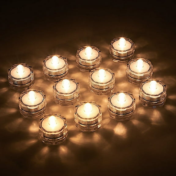 BalsaCircle 12 Pieces Warm White LED Small Submersible Lights Vases Party Catering