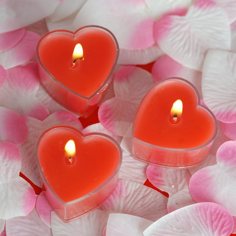 Balsacircle 12 Red Unscented Heart Votive Tealight Candles Birthday Party