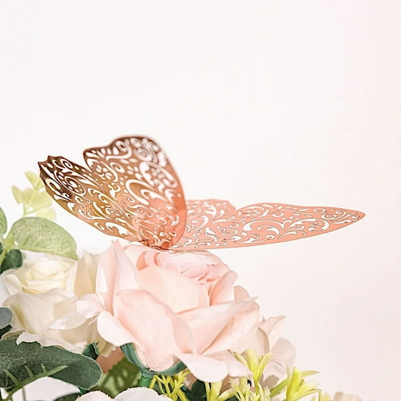 Balsa Circle 12 Rose Gold 4.6" 3D Butterfly Wall Decals DIY Crafts Removable Stickers