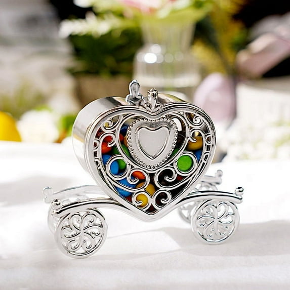 Balsa Circle 12 Silver 4" Mini Heart Carriage Favor Holders