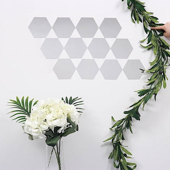 BalsaCircle 12 Silver 7" Hexagon Mirror Stickers Acrylic Removable Wall Decals Accessories Dorm Rooms Peel