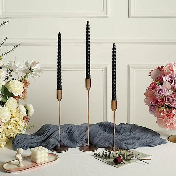 BalsaCircle 12 Unscented Black 11 in Long Spiral Premium Wax Taper Candles Party Events Decorations Supplies