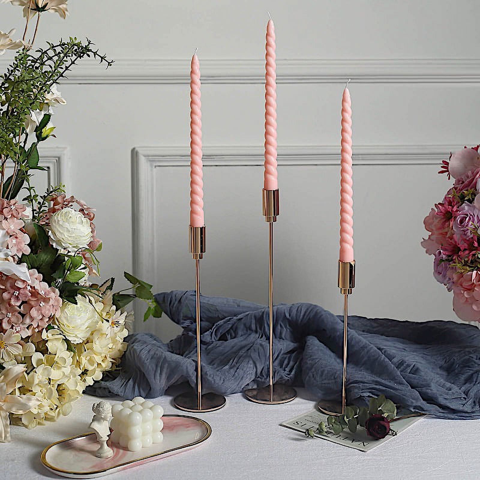 BalsaCircle 12 Unscented Blush 11 in Long Spiral Premium Wax Taper Candles Party Events ...