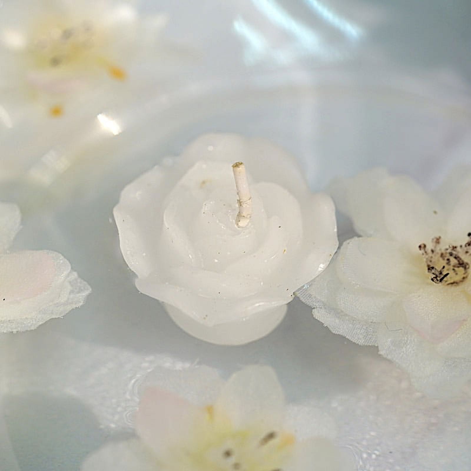 BalsaCircle 12 White 1 Mini Roses Floating Candles Wedding Centerpieces 