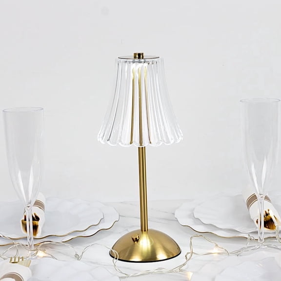 BalsaCircle 12 in Gold Metal LED Table Lamp with Fluted Acrylic Shade Wedding Centerpieces Decorations