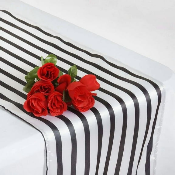 BalsaCircle 12" x 108" Black Satin Stripes Table Top Runner Party Linens Event Decorations