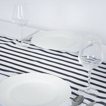 BalsaCircle 12" x 108" Navy White Stripes Satin Table Top Runner Linens ...