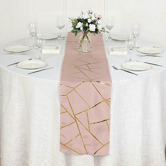 BalsaCircle 12" x 108" Dusty Rose Gold Geometric Polyester Table Runner Linens Decoration