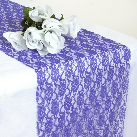 BalsaCircle 12" x 108" Floral Pattern Lace Table Runner Royal Blue