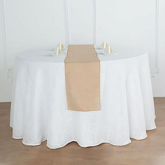BalsaCircle 12" x 108" Natural Faux Burlap Table Runner Premium Polyester Linens Decorations