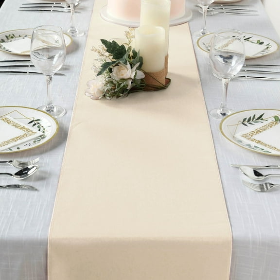 BalsaCircle 12" x 108" Polyester Table Top Runner Beige