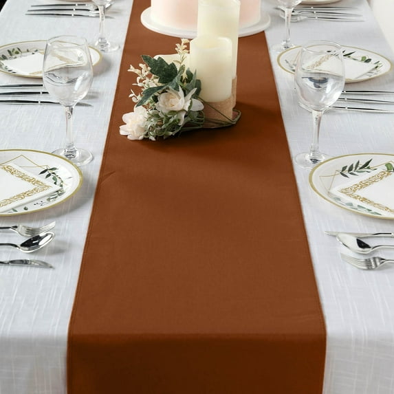 BalsaCircle 12" x 108" Polyester Table Top Runner Cinnamon Brown