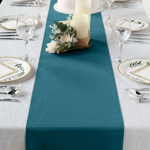 BalsaCircle 12" x 108" Polyester Table Top Runner Peacock Teal