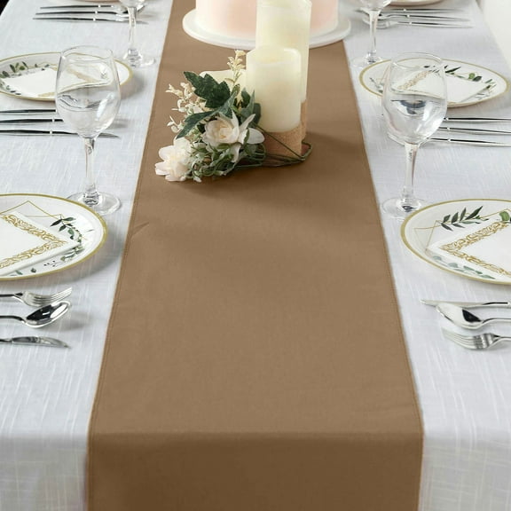 BalsaCircle 12" x 108" Polyester Table Top Runner Taupe