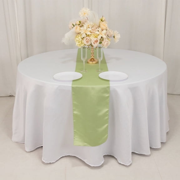 BalsaCircle 12" x 108" Sage Green Lamour Satin Table Top Runner Wedding Linens Dinner Event Decorations