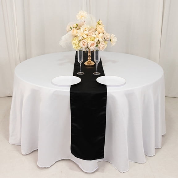 BalsaCircle 12" x 108" Satin Table Top Runner Wedding Linens Black