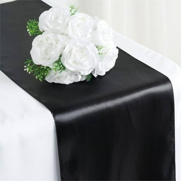 BalsaCircle 12" x 108" Satin Table Top Runner Wedding Linens Black