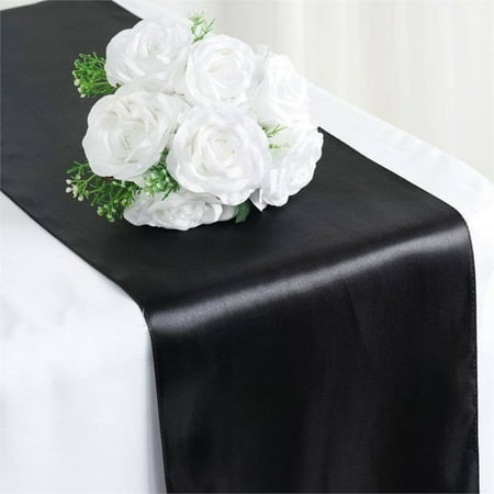 BalsaCircle 12" x 108" Satin Table Top Runner Wedding Linens Black