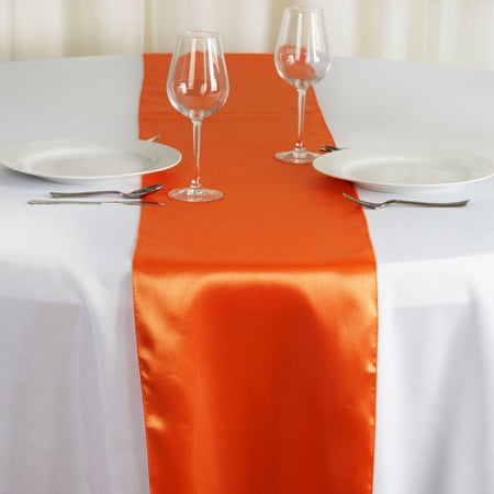 BalsaCircle 12" x 108" Satin Table Top Runner Wedding Linens Orange