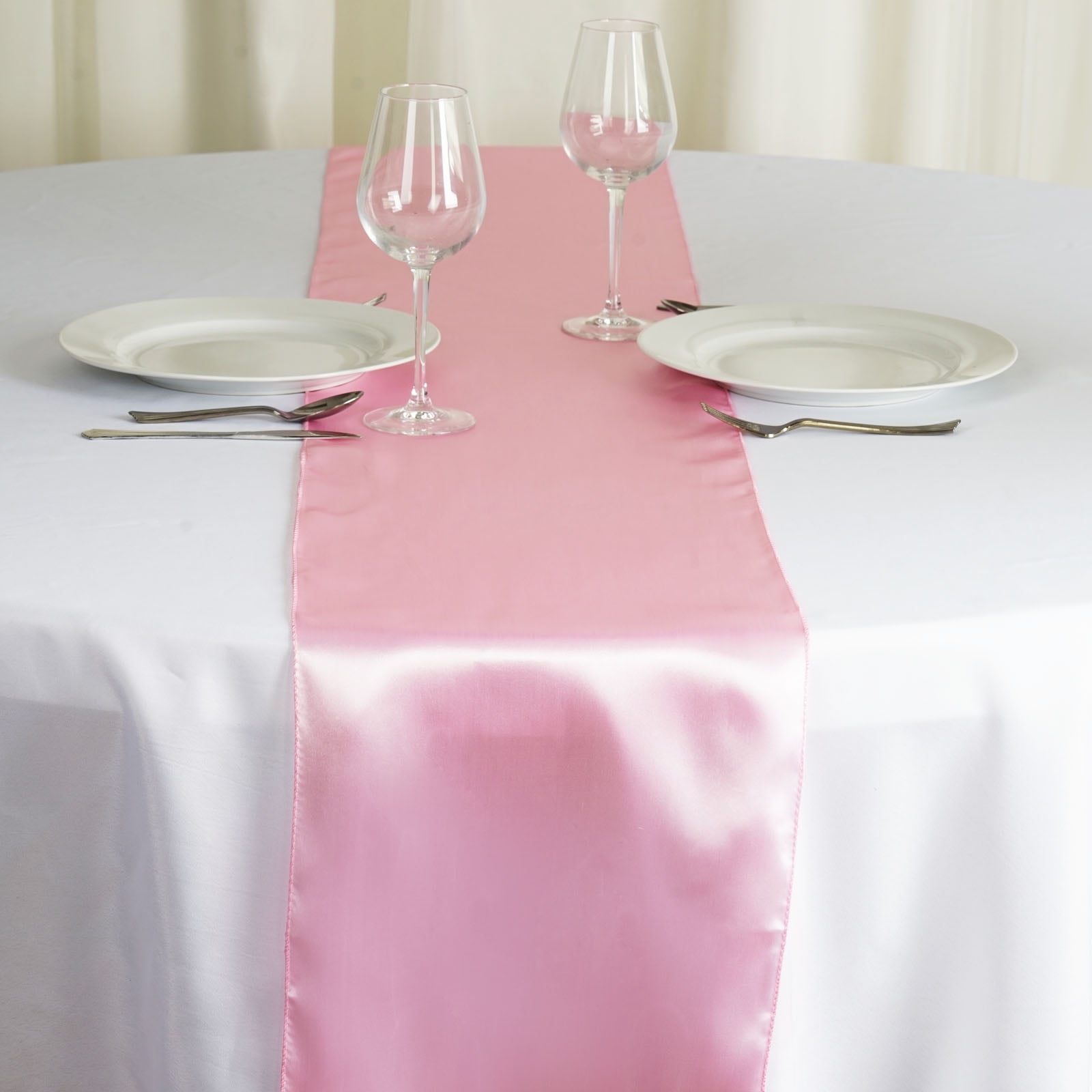 BalsaCircle 12" x 108" Satin Table Top Runner Wedding Linens Pink