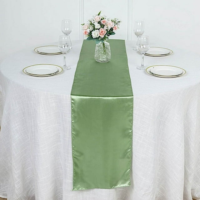 BalsaCircle 12" x 108" Satin Table Top Runner Wedding Linens Sage Green ...