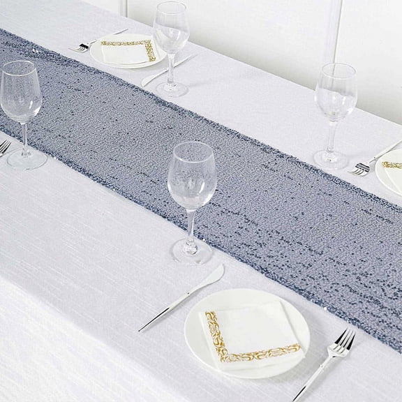 Balsa Circle 12" x 108" Sequined Table Runner Dusty Blue