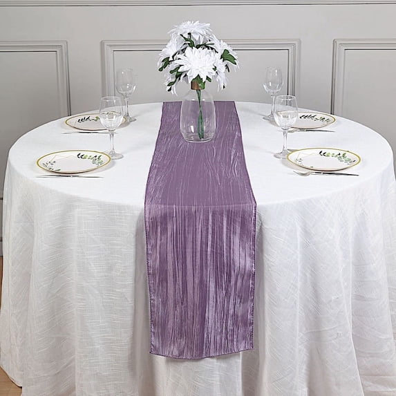 BalsaCircle 12" x 108" Violet Amethyst Crinkled Accordion Taffeta Table Runner Party Events Linens
