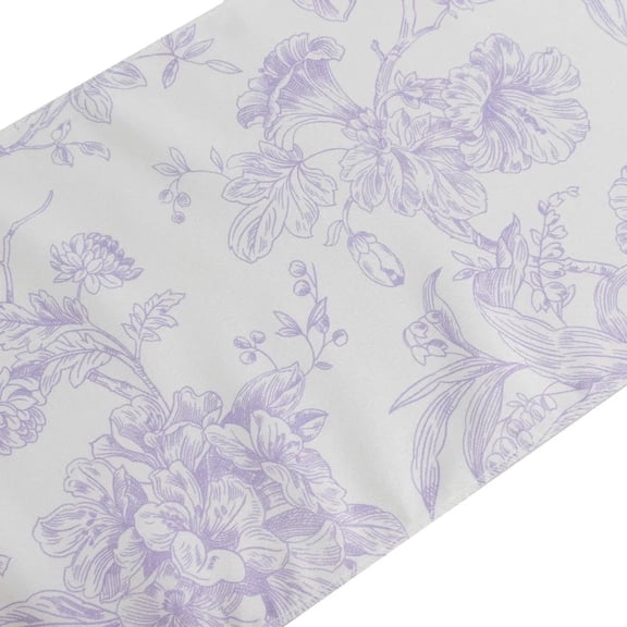 Balsa Circle 12" x 108" White with Lavender Lilac Floral French Toile Polyester Table Top Runner Wedding Party Decor