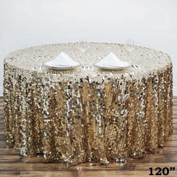 BalsaCircle 120" Big Payette Round XL Sequin Tablecloth Wedding Party Linens Champagne