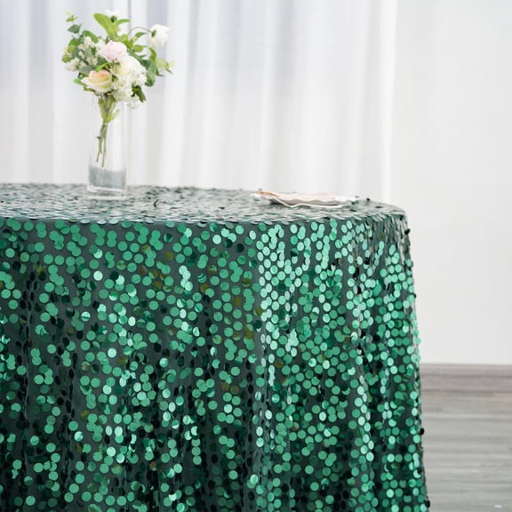 BalsaCircle 120" Big Payette Round XL Sequin Tablecloth Wedding Party Linens Hunter Green